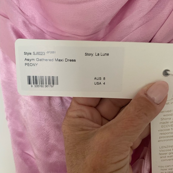 Shona Joy Asymmetrical Gathered Dress in Peony - Picture 3 of 3